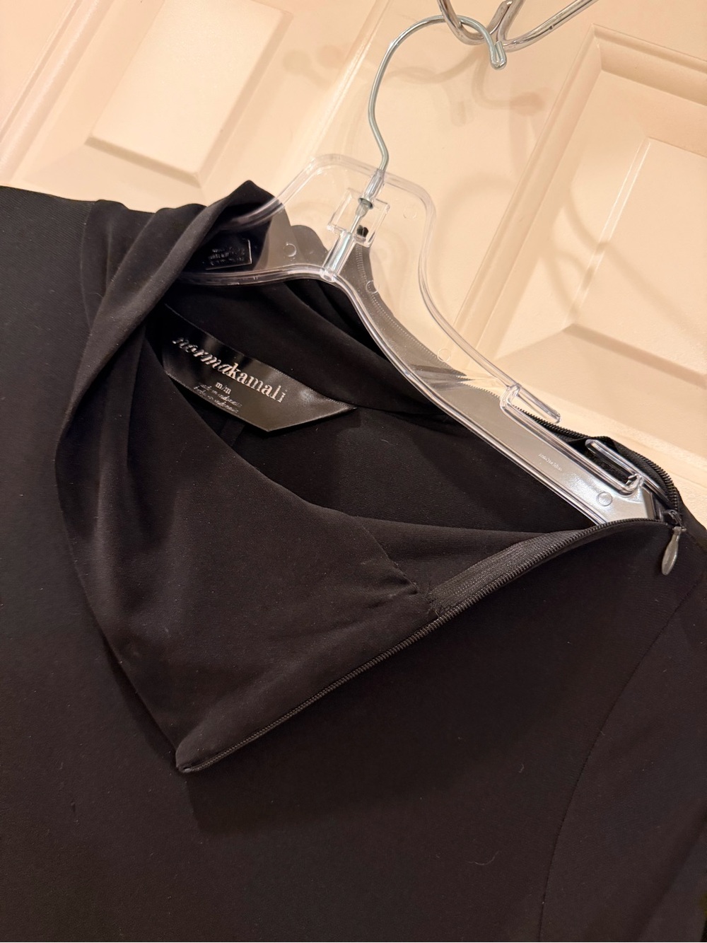 Norma Kamali Black Long-Sleeve Turtleneck Dress, Sleek Stretch Knit, Sz M - Picture 10 of 16
